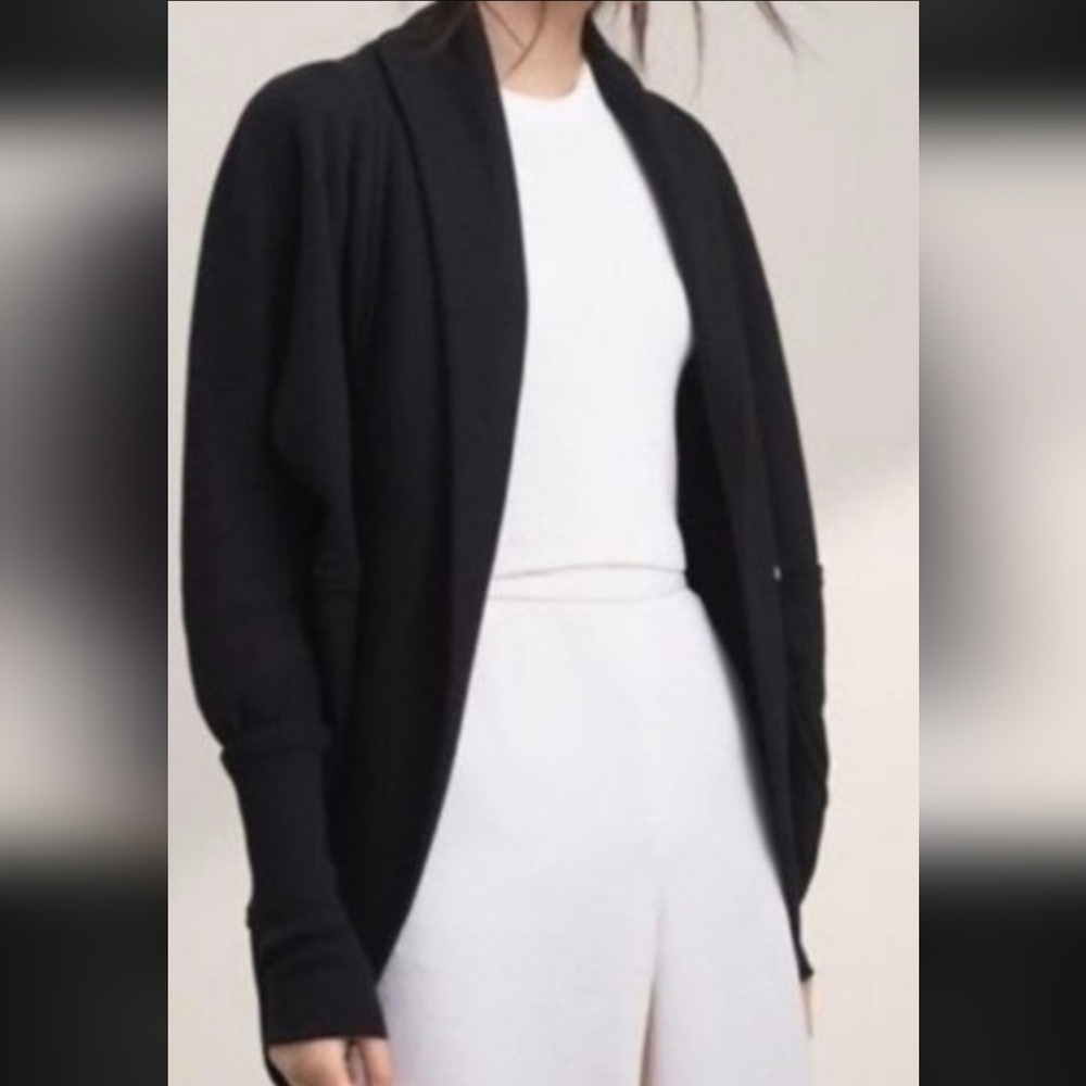 Aritzia Babaton Cocoon Long Line Black Sweater Open Front Black Size M/L